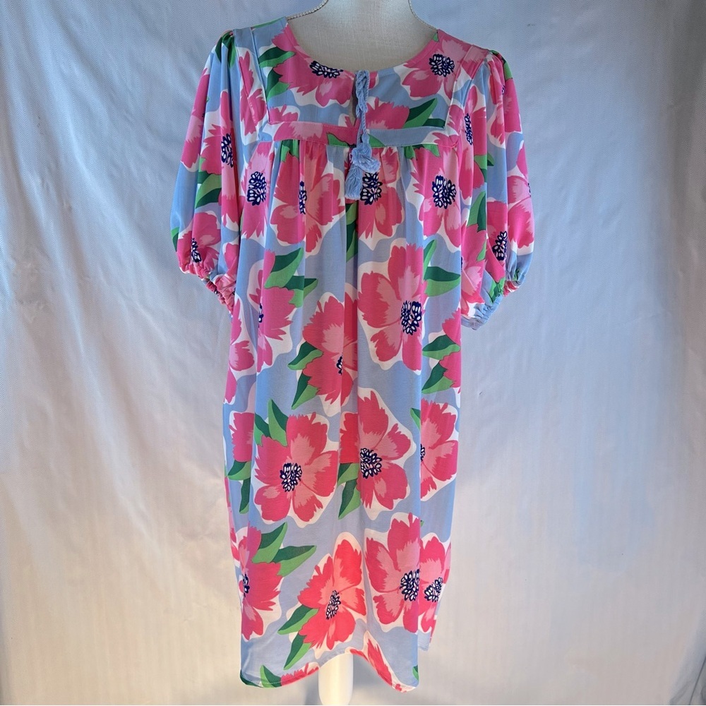 Michelle McDowell Penny Dress Sea Flower Blue Yoke Neckline with Tassels M 👍 - Picture 3 of 11